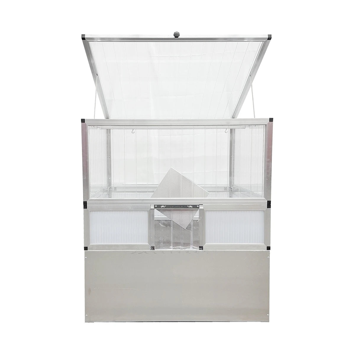 ALLTOP komplett Frühbeet 103 x 103 mit Unterbau in opal und Schutz vor Fressfeinden