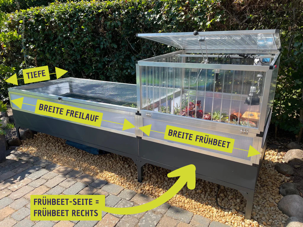Hochbeet Breite Länge Tiefe und Frühbeet-Seite