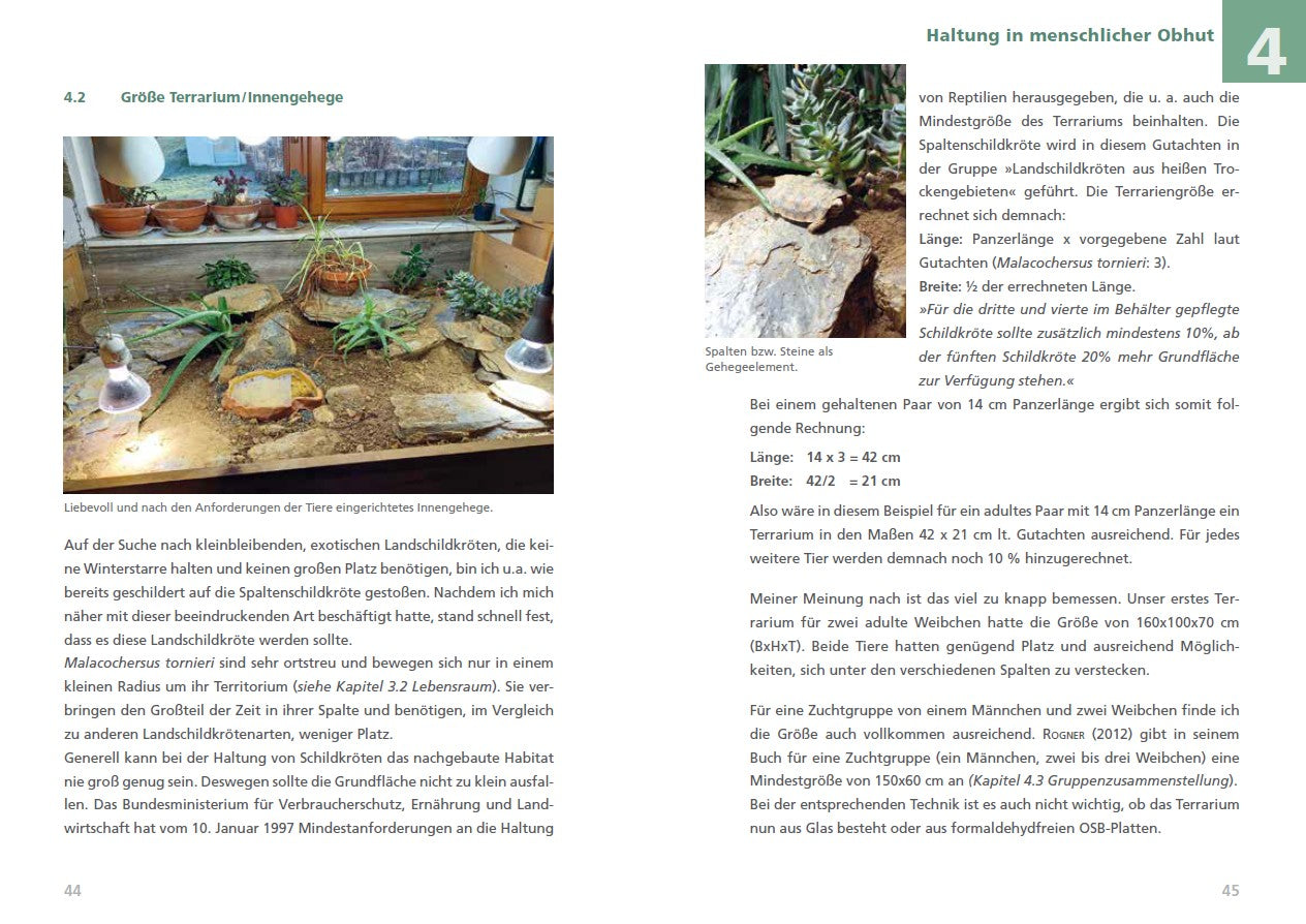 Buchauszug, Vorschau - Größe Terrarium, Innengehege