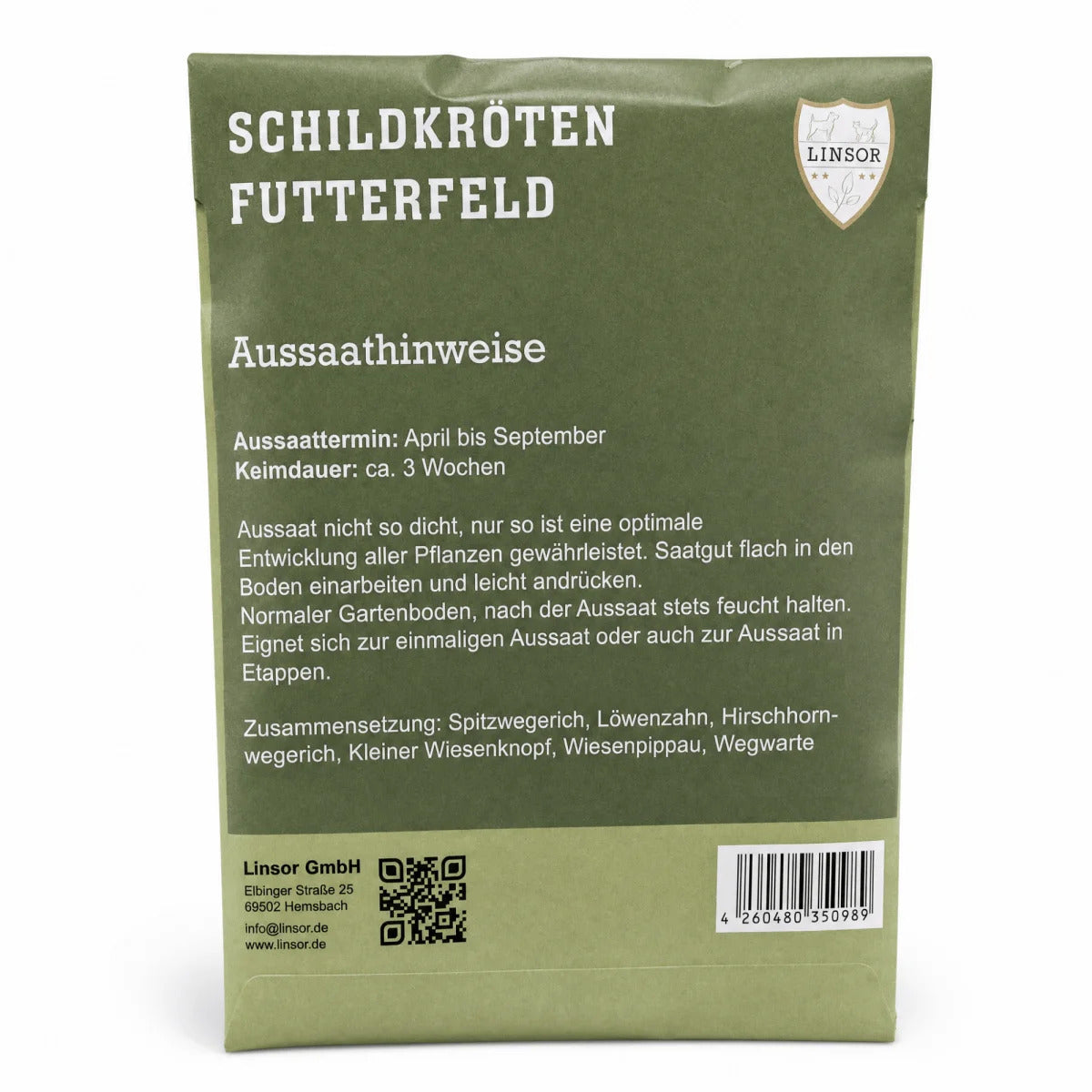 Futterfeld Rückseite mit Aussaathinweisen