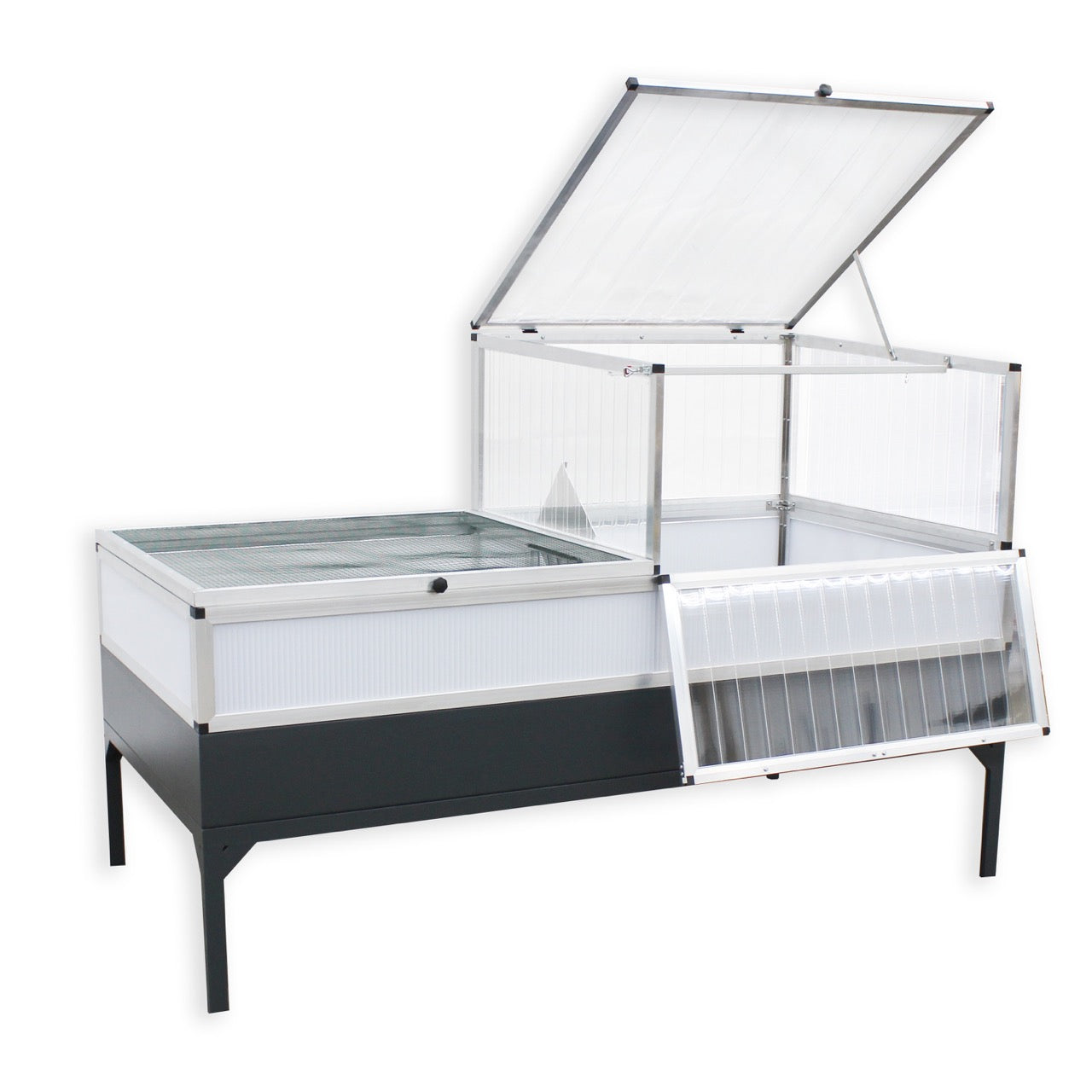 Hochbeet-Set L - 206 x 103 cm mit ALLTOP Schildkröten-Frühbeet
