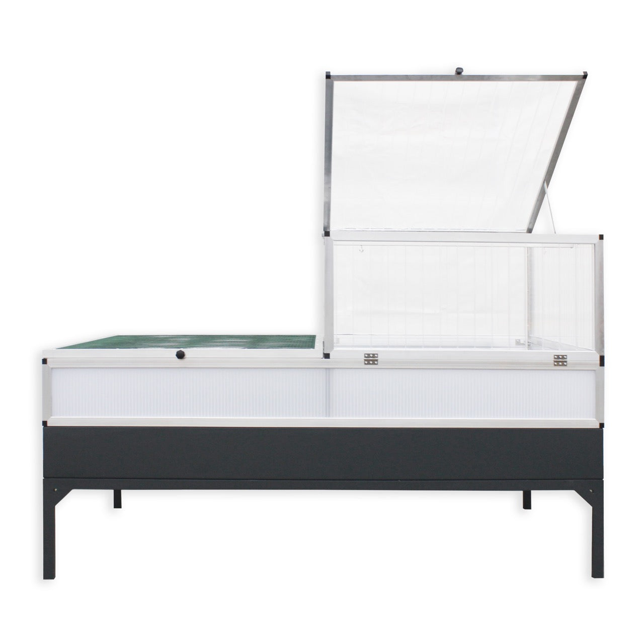Hochbeet-Set L mit Frühbeet, 206 x 103 cm, inkl. aufklappbarer Front zum optimalen Reinigen.