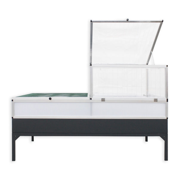 Hochbeet-Set L mit Frühbeet, 206 x 103 cm, inkl. aufklappbarer Front zum optimalen Reinigen.