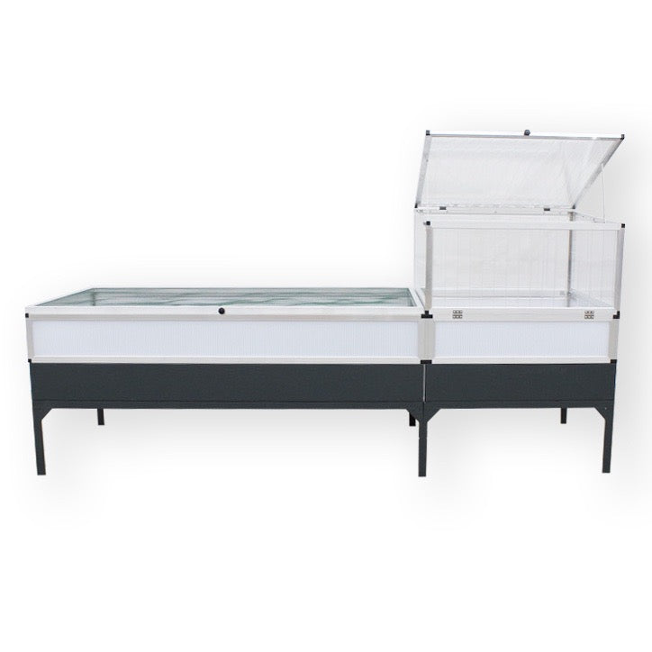 Hochbeet-Set XL für Schildkröten, 309 x 103 cm, mit Frühbeet und aufklappbarer Front