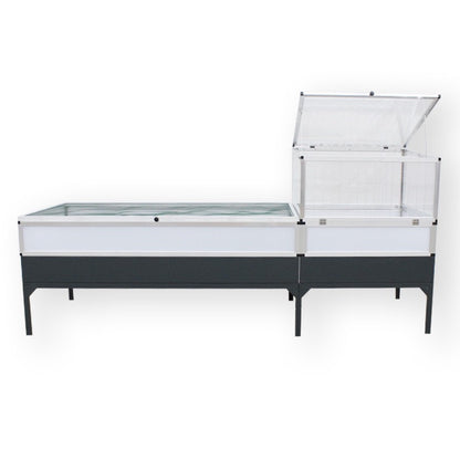 Hochbeet-Set XL für Schildkröten, 309 x 103 cm, mit Frühbeet und aufklappbarer Front