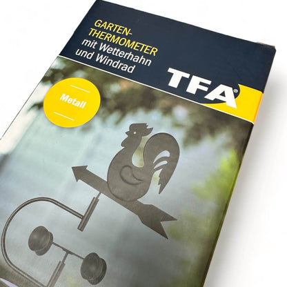 Gartenthermometer mit Wetterhahn und Windrad
