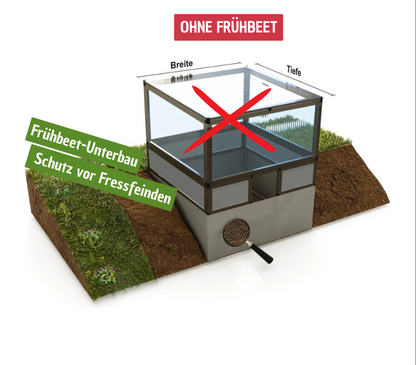 103 x 60 cm Unterbau opal mit Schutz vor Fressfeinden, ohne Frühbeet