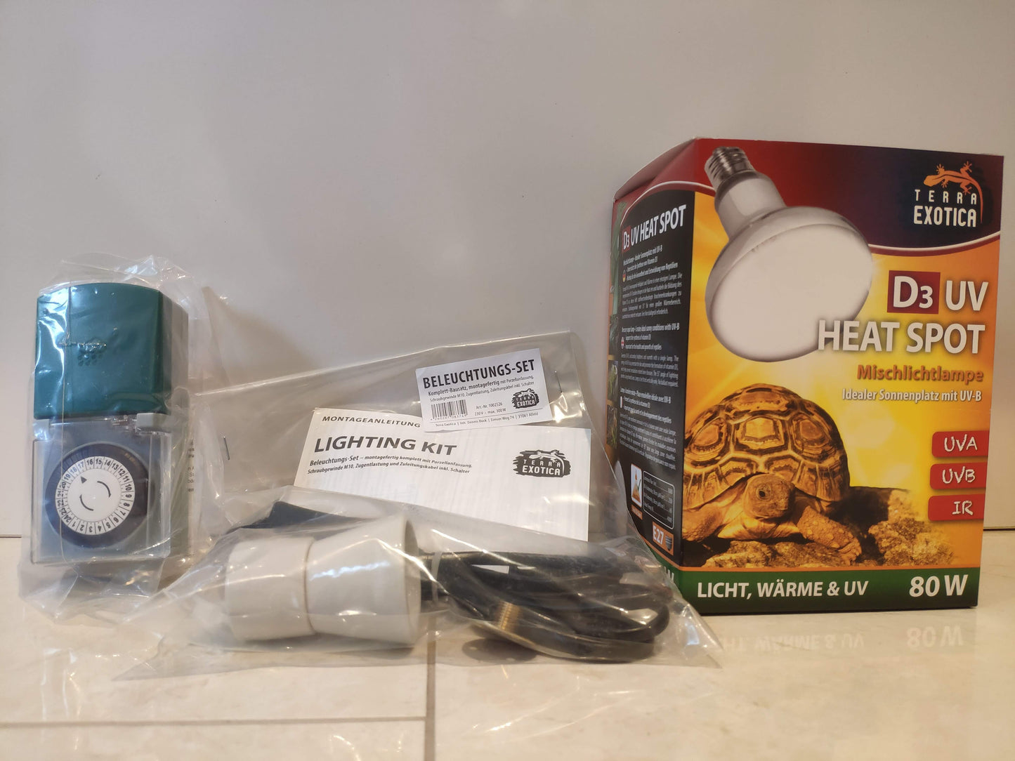 Komplettset Terrarium mit UV-Lampe für Schildkröten