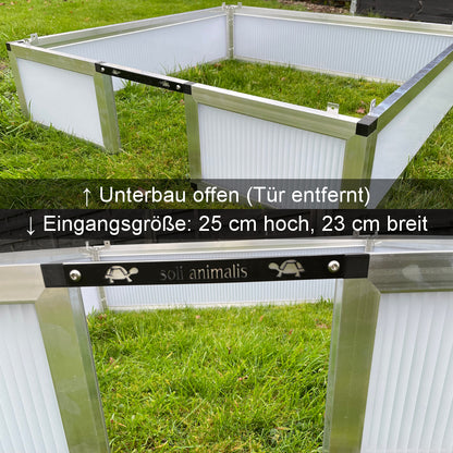 Frühbeet-Unterbau offen, Tür entfernt