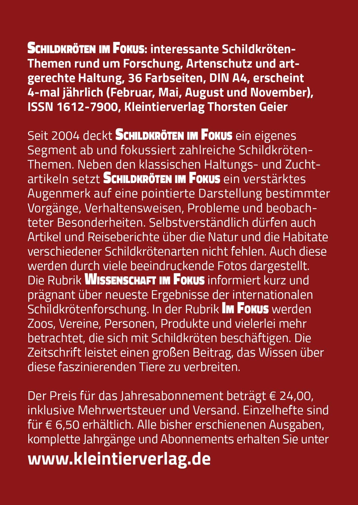 Zeitschrift für Schildkröten Fans