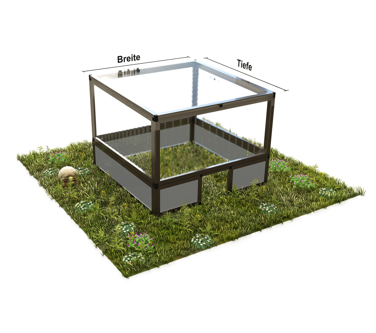 Frühbeet animalia ALLTOP komplett, Unterbau Hohlkammerplatten opal