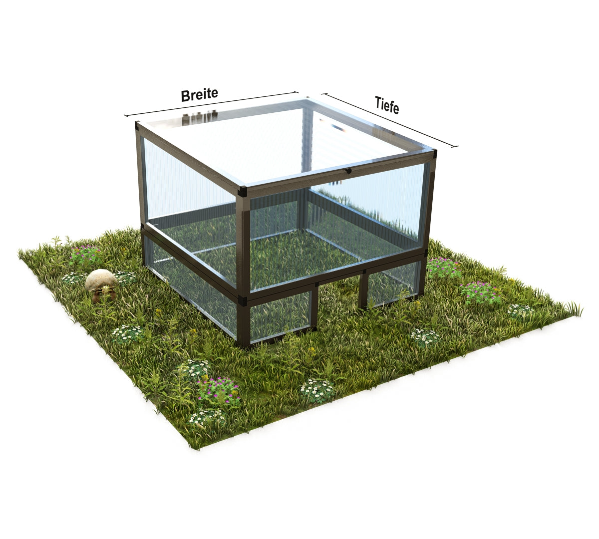 Frühbeet animalia Hohlkammerplatten und ALLTOP-Deckel, Unterbau Hohlkammerplatten klar
