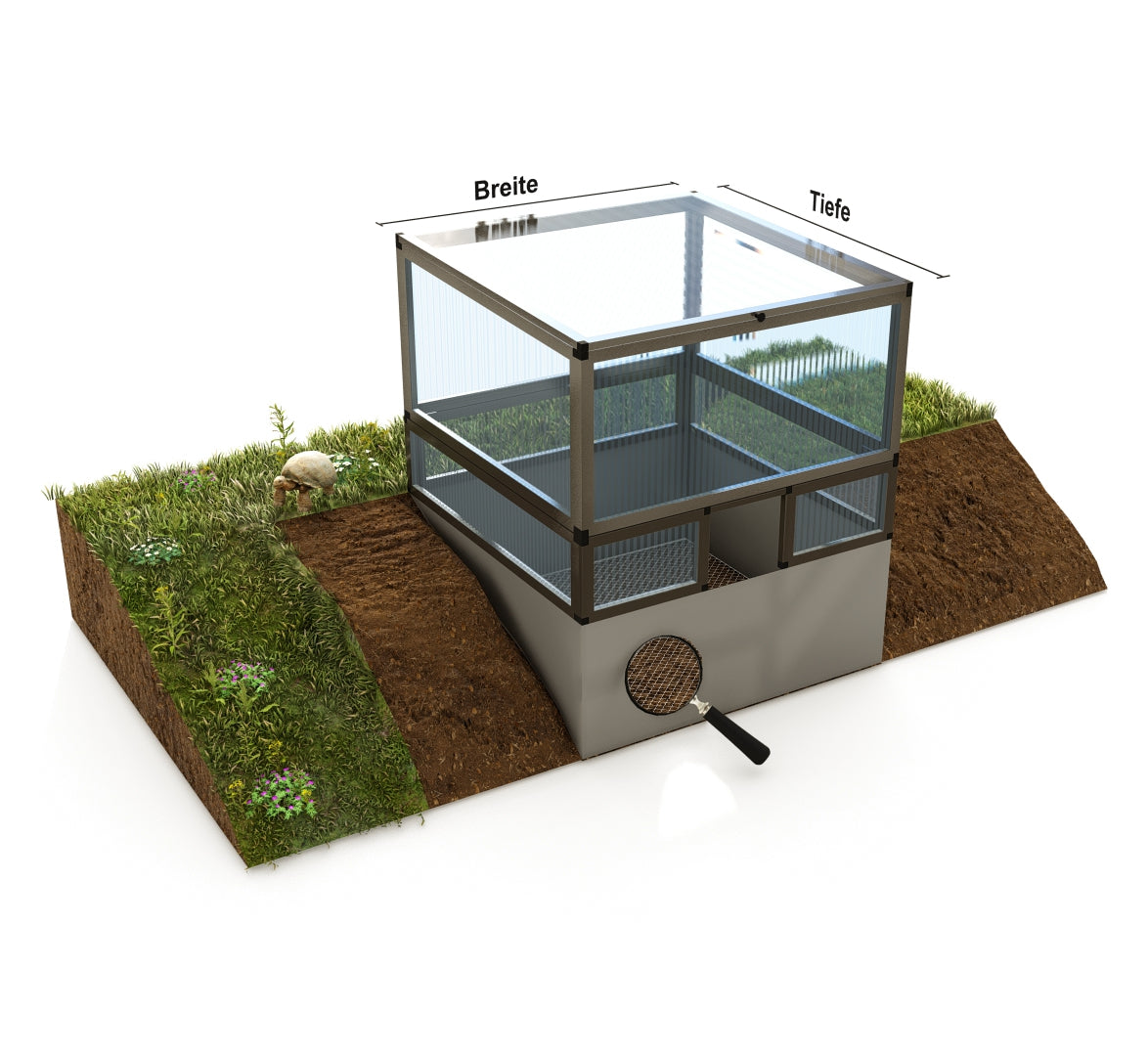 Frühbeet animalia Hohlkammerplatten und ALLTOP-Deckel, Unterbau Hohlkammerplatten klar, Schutz vor Fressfeinden