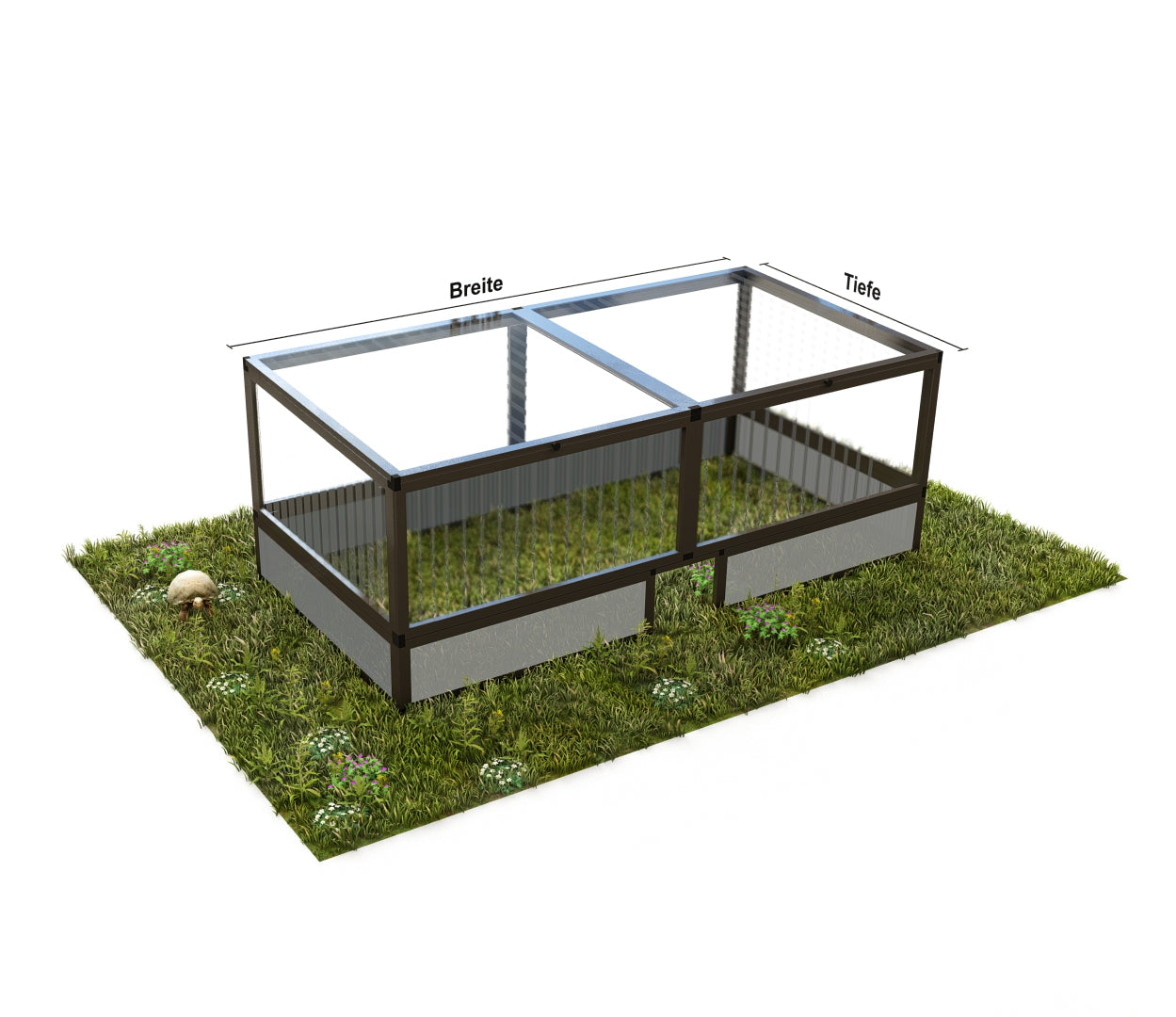 Frühbeet animalia ALLTOP komplett, Unterbau Hohlkammerplatten opal