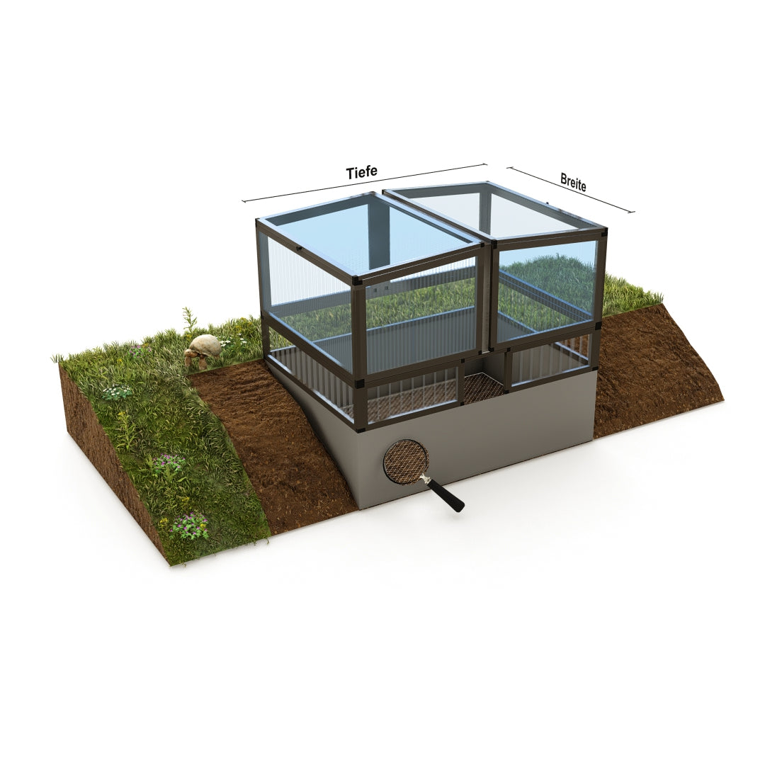 Frühbeet casa (103 x 125 cm) Hohlkammerplatten, ALLTOP Unterbau und Schutz vor Fressfeinden
