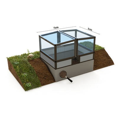 Frühbeet casa (103 x 125 cm) Hohlkammerplatten, Unterbau opal und Schutz vor Fressfeinden